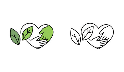 Fototapeta premium Heart Shaped Eco Friendly Design with Hands and Leaf Promoting Sustainability and Conservation