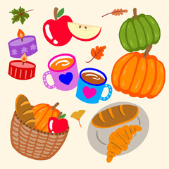 fruits and vegetables autumn bundle vector 