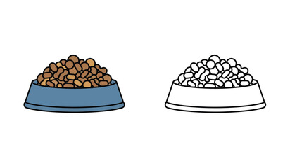 Pet Food in Bowl Vector Illustration for Graphic Design Projects and Animal Care Resources