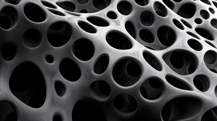 Abstract porous organic structure 3D render, connecting network concept
