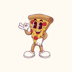 Cartoon Food pizza vector illustration hand drawn