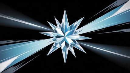 Abstract digital art glowing crystal starburst radiating light streaks futuristic energetic explosion vibrant science fiction concept illustration
