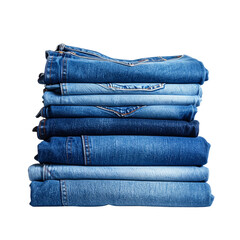  Pile of Neatly Folded Jeans in Different Blue Tones Transparent PNG for Fashion Design