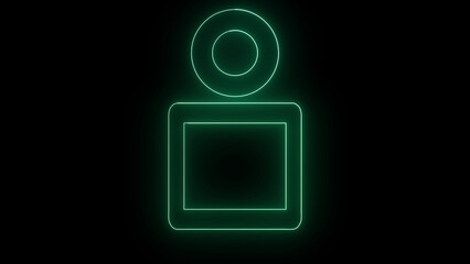 Green screen vector illustration of a glowing power switch icon for technology and web design concept