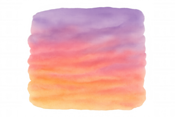Gradient watercolor background in purple, pink, orange, and yellow hues, creating a soft sunset abstract texture transparent
