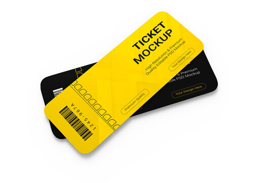 Two Stacked Event Ticket Mockup PSD
