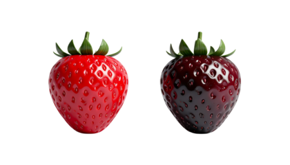 3D Fresh Strawberry Collection Two Variations isolated on transparent background