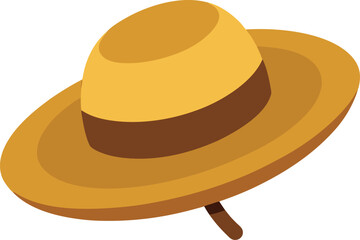 Rustic Straw Hat with Textured Weave and Shadow on transparent background