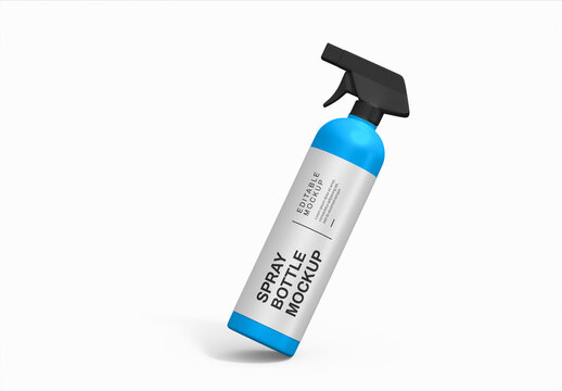 Realistic Trigger Plastic Spray Bottle Packaging Mockup