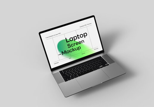 Top View Modern Laptop Device Screen PSD Mockup
