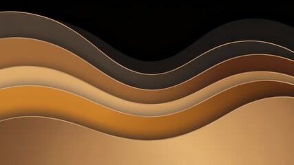 Abstract wavy layers with earthy tones transitioning to deep black for modern graphic design illustration