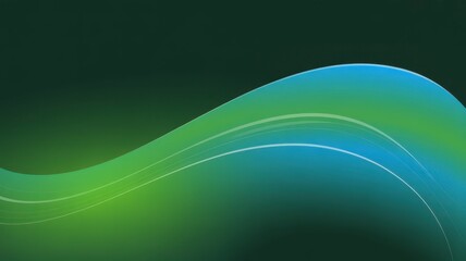 Abstract digital wave flowing green blue gradient soft focus background art for design projects illustration