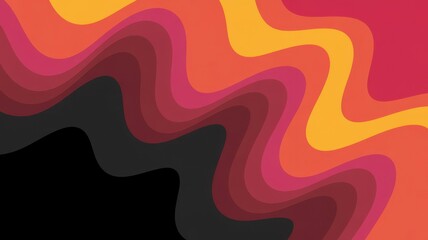 Vibrant abstract fluid waves with smooth gradient colors flowing warm tones and dark accents illustration