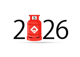  happy new year 2026. 2026 with gas bottle 