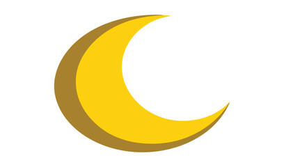 Simple crescent moon illustration on white background