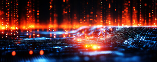 Abstract Digital Circuitry with Flashing Lights and Complex Patterns