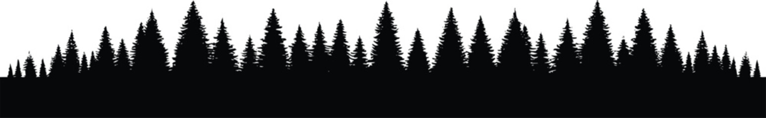 Horizontal tree jungle landscape border element vector illustration isolated on a white background