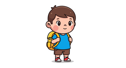Cartoon boy ready to go back to school with a backpack in a cheerful illustration