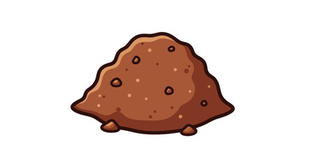 Cartoon illustration of a pile of brown earth or soil on white background for creative projects or