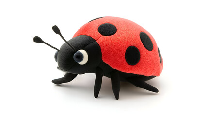 Ladybug Plush Toy Cute Red and Black Stuffed Animal Adorable Insect Doll for Kids Playtime and Decoration on White Background Soft and Cuddly Bug for Children's Gift