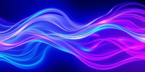 Naklejka premium Abstract swirling neon blue and purple waves, dynamic energy, vibrant color gradients, bright, pattern