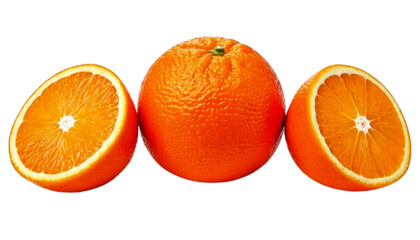 Set of Three Fresh Orange Variations, isolated on transparent background PNG