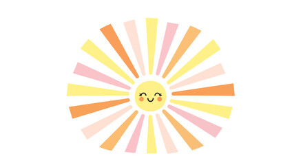 Cheerful sunshine illustration with radiating pastel rays capturing a bright day's joy