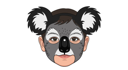 Fototapeta premium Child with a playful koala face paint design for festive celebrations or events occasion
