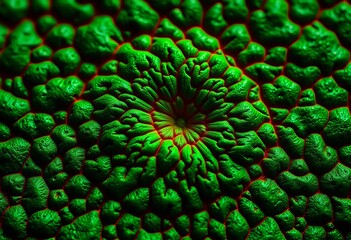 Obraz premium Intricate venation, bumpy surface, vibrant green hue, woodland, backdrop