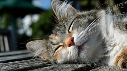 close up of a tabby cat  sleeping