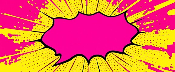 Vibrant pop art comic book style speech bubble banner template, energy, dynamic