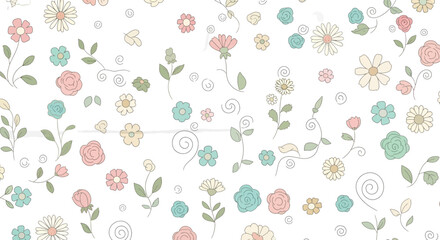 Elegant Floral Pattern in Soft Pastel Shades for Various Creative Designs and Projects