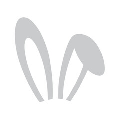 Two stylized rabbit ears in light gray are shown against a white background in this minimalist illustration.
