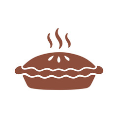 A steaming hot apple pie with decorative crust sits ready to eat on a white background, indicating it is freshly baked.