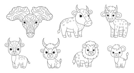 Adorable collection of outlined animal characters ready to be brought to life with color