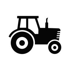 This black silhouette image shows a tractor, which is a vehicle widely used for agricultural tasks such as plowing and harvesting crops.