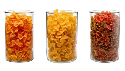Set of Three Gourmet Farfalle Pasta Variations, isolated on transparent background PNG