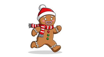 Festive Gingerbread Man Running with Joyful Holiday Spirit and Cheerful Christmas Time