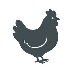 This hen illustration presents a simplified silhouette against a white backdrop, showcasing a fowl shape with a curved line detail.
