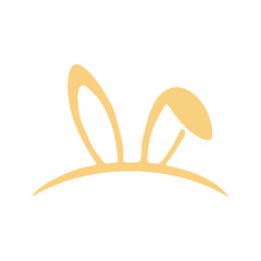 A graphic illustration shows stylized bunny ears in an off-yellow color, ready for Easter celebrations or springtime fun, on a white backdrop.