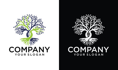 Creative Tree DNA logo design vector template