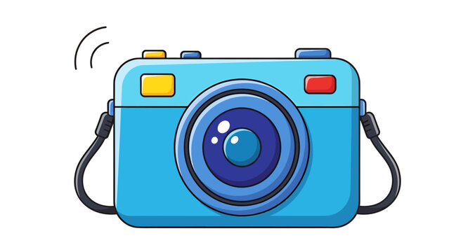 Illustrated snapshot device in delightful turquoise capturing memories with a playful design