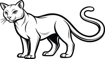 Elegant feline standing proudly with curled tail
