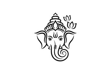 Lord Ganesha Line Art Illustration