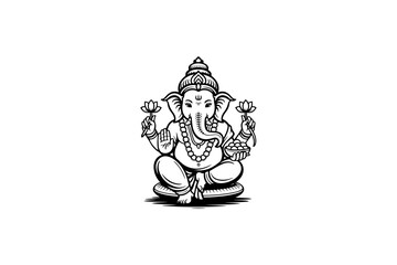 Lord Ganesha Line Art Illustration