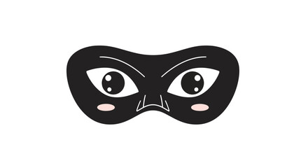Whimsical bandit mask graphic illustration with cute eyes and rosy cheeks design element