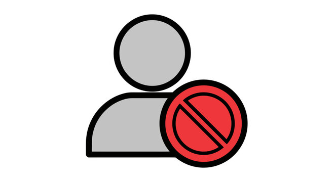 Restricted access user account icon, depicting denial of entry and limitations