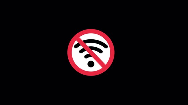 No Wi-Fi Icon. No Wi-Fi Zone Icon Animation Video - Transparent