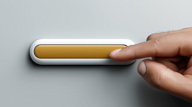 The Moment of Activation: A human digit presses a sleek, modern button, representing action and interaction. The button's design is eye-catching.