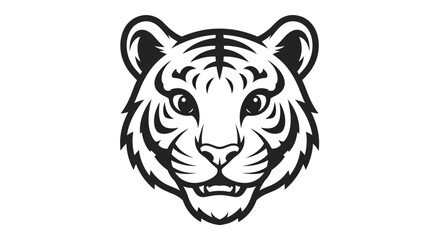 Obraz premium Stylized tiger face with bold outlines conveying power and classic elegance